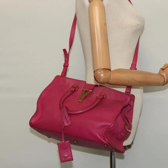 SAINT LAURENT Petit Cabas Hand Bag Leather 2way Pink Gold 311210 Auth 122446 - Picture 14 of 16